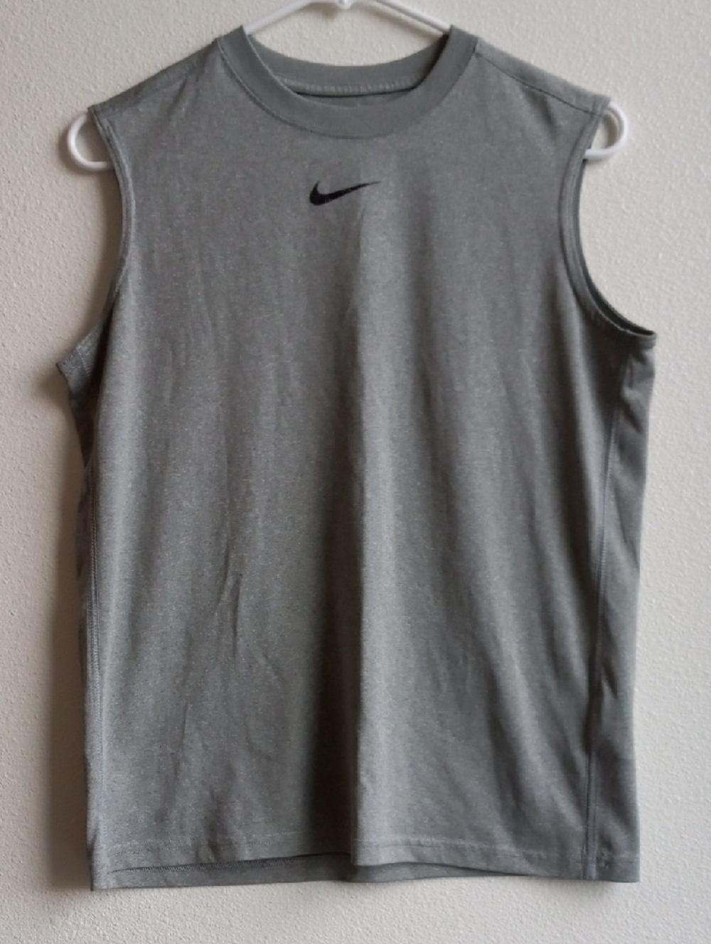Nike Light Gray Sleeveless Training Tank with Black Swoosh